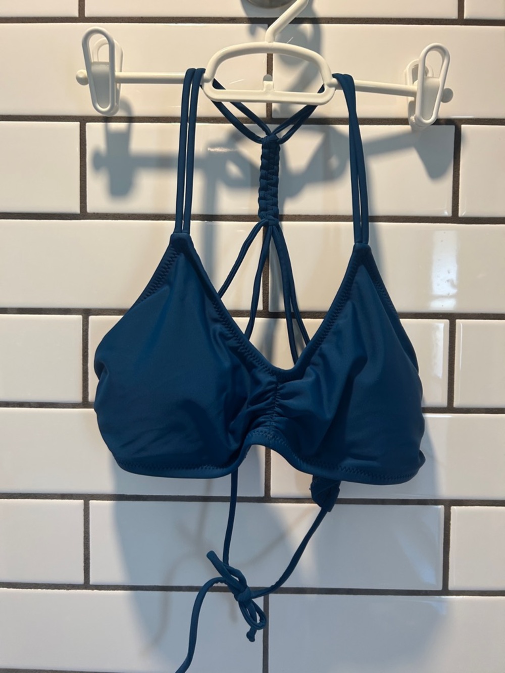 Cupshe Deep Blue Braided-Back Bikini Top